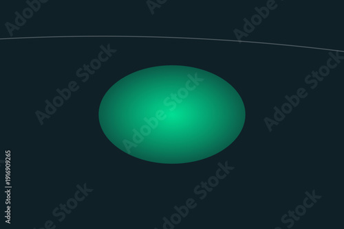 Vibrant green sphere glowing brightly in dark space