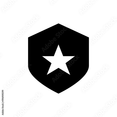 Modern shield icon with white star for protection and security