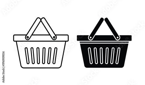 Vector illustration of two shopping baskets in black and white