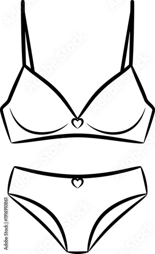 Illustration of women's lingerie set with bra and panties