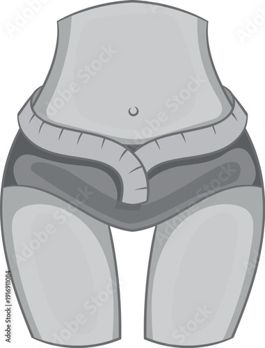 Measuring tape icon, black monochrome style