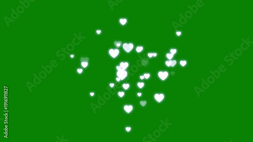 Wallpaper Mural Romantic white heart love 2D animation motion graphic, floating hearts flying upward with seamless loop, social media style live hearts with alpha channel on green screen, valentine wedding overlay 4K Torontodigital.ca