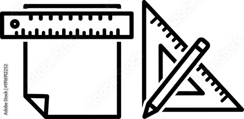 Drawing and drafting tools on a white background