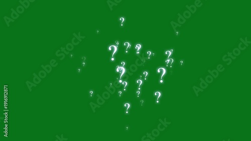 Wallpaper Mural White question mark animation motion, pop up flat icon with particle rotate appear slow float sideways and faded effect, confused dizzy symbol on green screen for web design problem ask concept, 4K Torontodigital.ca