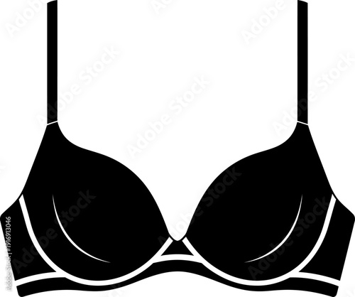 Black underwire bra with thin straps and white trim