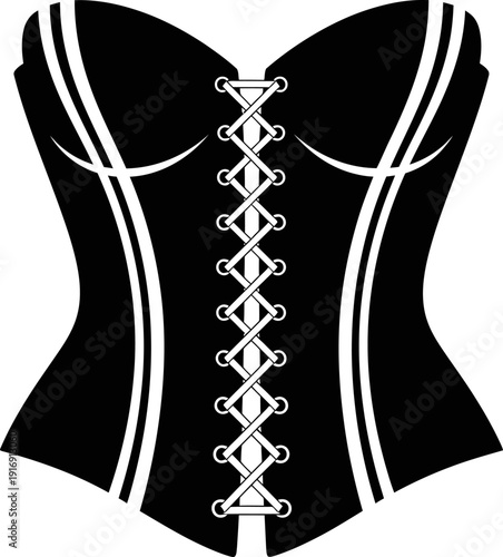 Black and white illustration of a corset