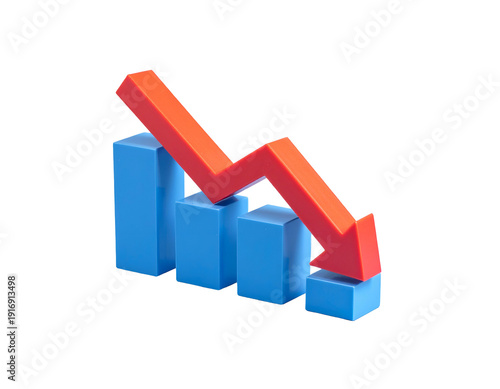 Free Download Red arrow plunges through declining blue bar graph - GFXLoad