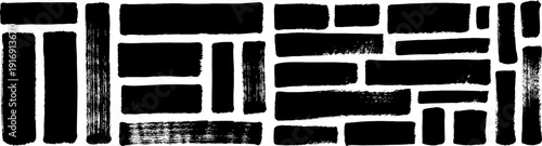 Abstract geometric pattern of black rectangles on white background