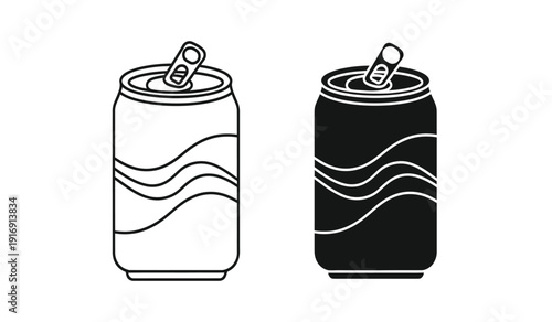 Vector illustration of two soda cans in black and white line art