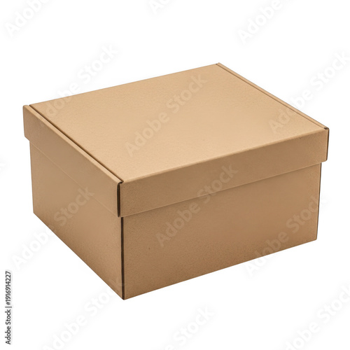 Brown cardboard box isolated on transparent background