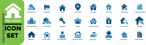 Real Estate Flat Icon Set – House, Property Sale, Mortgage, Agent, Apartment, Home IconsReal Estate Flat Icon Set – House, Property Sale, Mortgage, Agent, Apartment, Home Icons