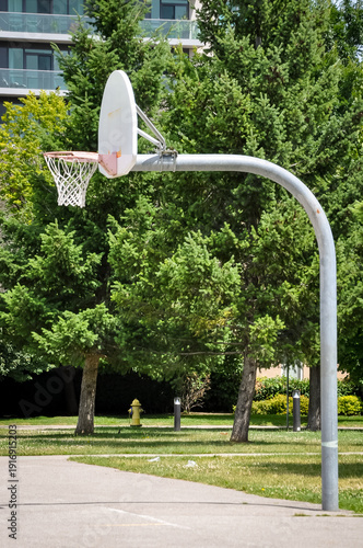 Basketball hoop at the park in the city