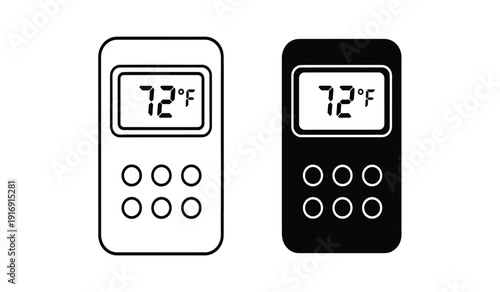 Vector illustration of two remote controls with temperature displays