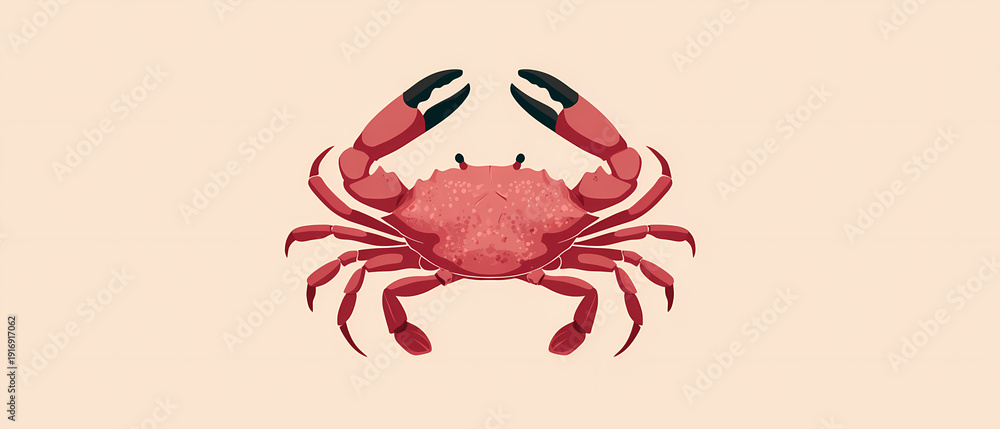Obraz premium Minimalist flat icon of a crab performing a pose on a plain background animal nature illustration