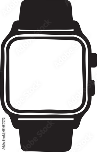 A sleek smartwatch with a blank screen displayed from a front viewpoint