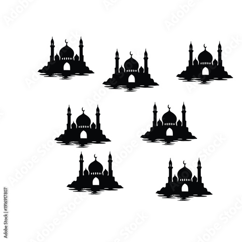 Islamic Mosque Silhouette Set vector