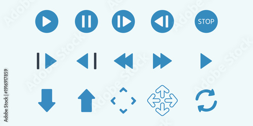 Collection of media control and navigation icons