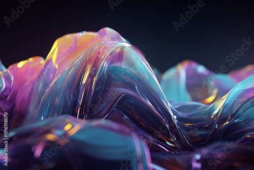Vivid close up of a glistening liquid substance showcasing intricate textures and mesmerizing reflections under soft lighting.