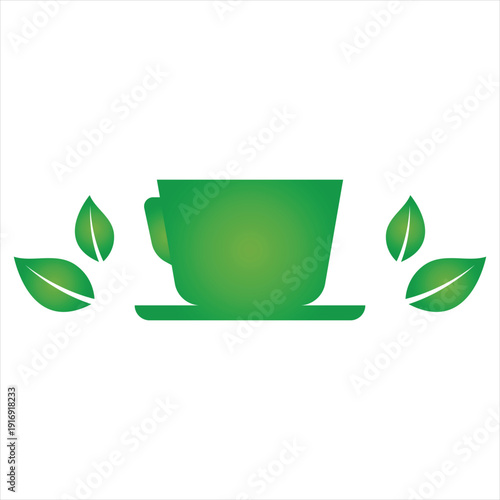 Green tea cup logo