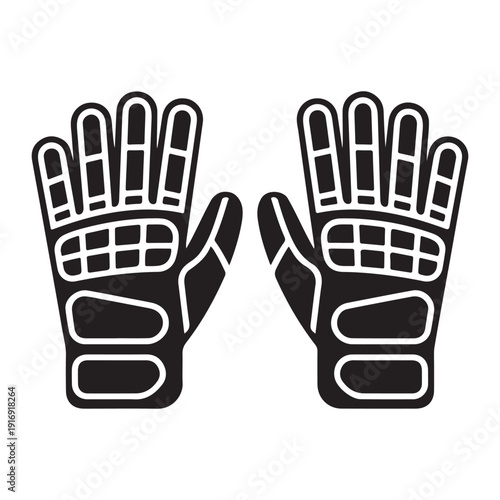 Pair of black industrial protective gloves icon on white background