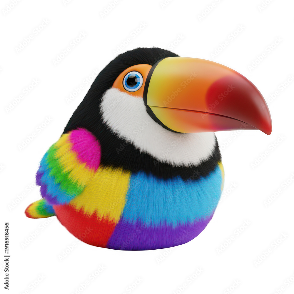Obraz premium Colorful pixel art of a tropical bird with a vibrant beak and plumage