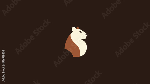 A minimalist logo featuring a stylized animal head in shades of brown and beige on a dark brown background