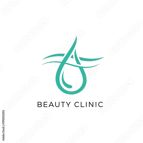 Stylized letter A logo for beauty clinic services displayed prominently