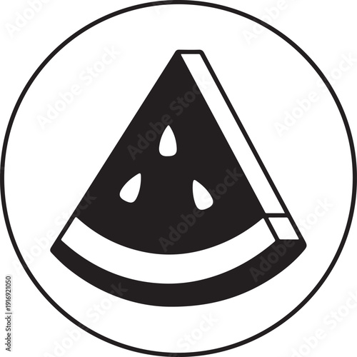 Watermelon wedge vector illustration inside circular frame element