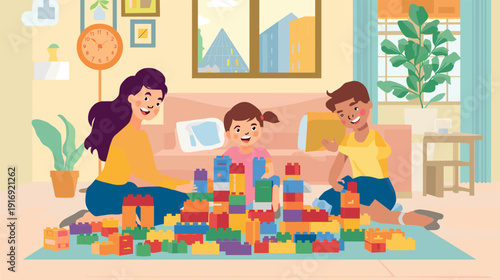 A playful scene of a child's hand placing colorful building blocks, evoking creativity and learning in educational content.