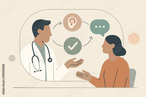 Clear Doctor Patient Communication in Telehealth Illustration