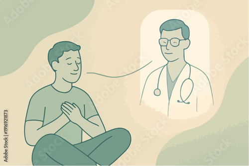 Calm and Reassuring Virtual Doctor Presence Illustration