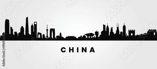 China city skyline silhouette vector art 