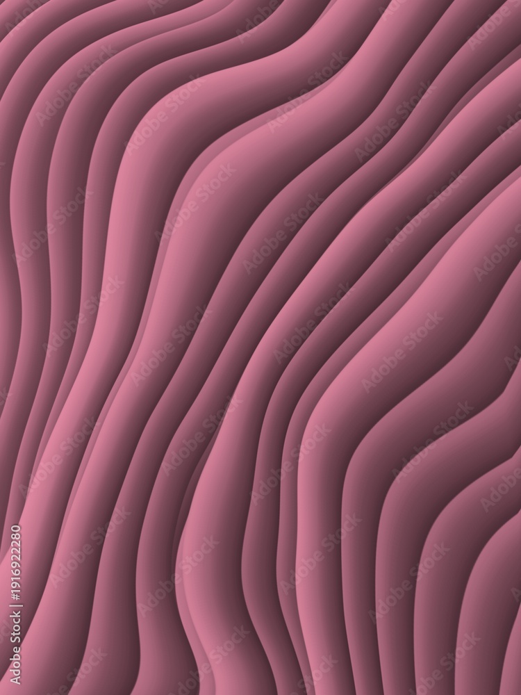 Obraz premium Abstract background featuring undulating vertical waves in a muted mauve pink color with smooth shading creating a sense of depth and dimension ideal for modern design