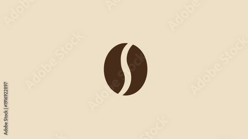 A coffee bean icon, a dark brown color, is centered on a light brown background