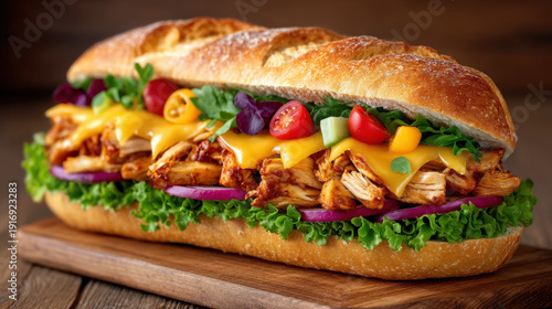 A long chicken sub sandwich