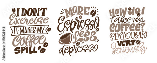 Hand drawn doodle lettering quote about Coffee. Lettering for t-shirt design, mug print, bag print, clothes fashion. 100% hand drawn vector image.

