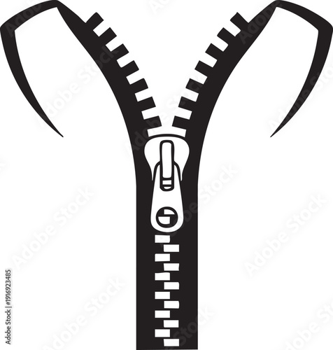 An open zipper illustration on a plain background viewed from the front