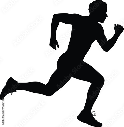 Dynamic runner silhouette in motion sprinting