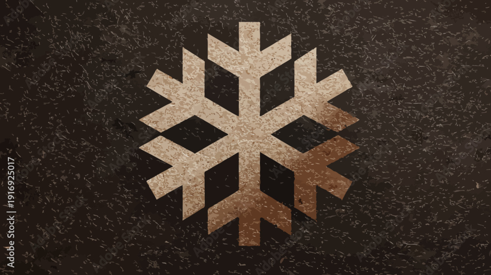 Obraz premium A geometric, abstract snowflake design with textured brown and beige tones on a dark background