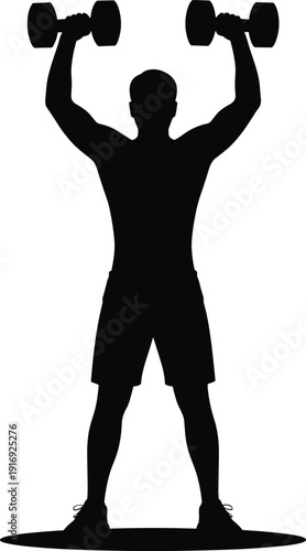 Man lifting dumbbells in strong workout routine