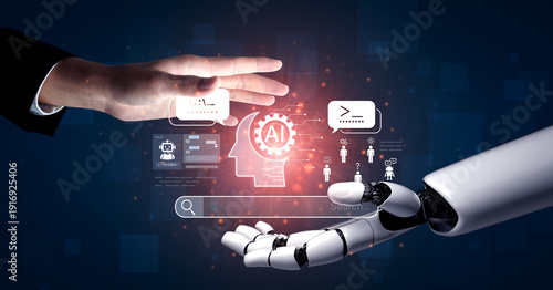 Φωτογραφία AI assistant prompt input system processes tasks with logic, data, automation, support tools and intelligent engine platform