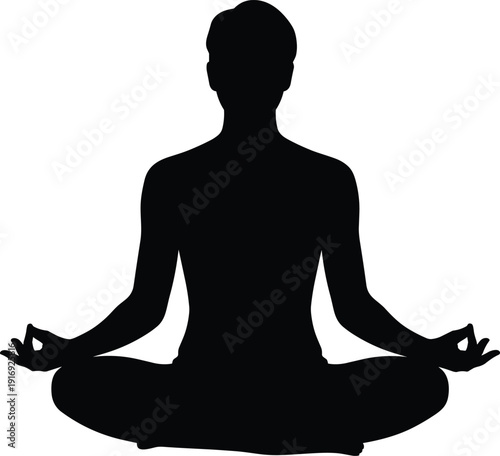 Serene silhouette of a person meditating in lotus position