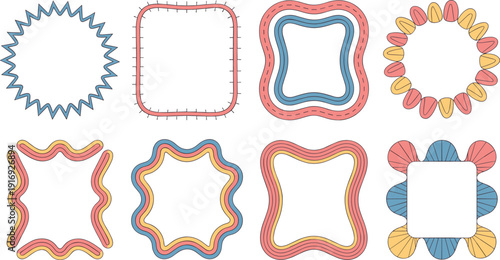 Collection of colorful irregularly shaped frames and borders