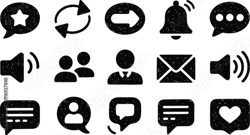 Collection of social media and communication icons