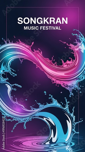 Songkran Thailand campaign visual, mix of tradition and modern celebration, premium advertising style, water effects, tropical color palette, PSD mockup, professional branding layout