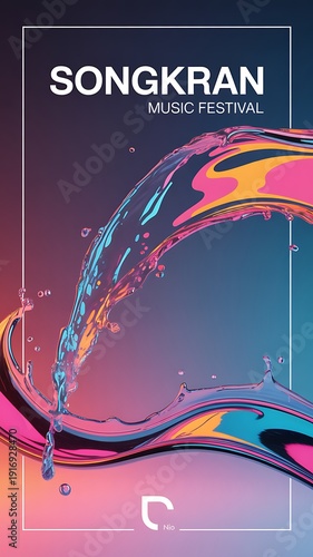 Songkran Thailand campaign visual, mix of tradition and modern celebration, premium advertising style, water effects, tropical color palette, PSD mockup, professional branding layout