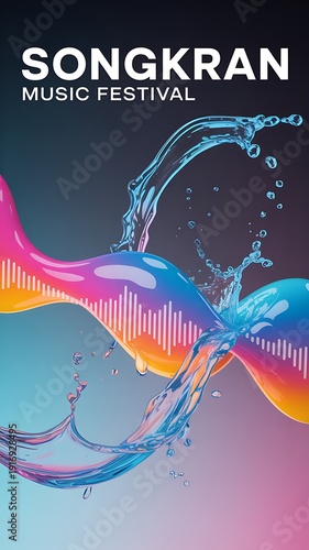 Songkran Thailand campaign visual, mix of tradition and modern celebration, premium advertising style, water effects, tropical color palette, PSD mockup, professional branding layout