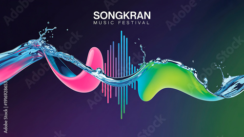 Songkran Thailand campaign visual, mix of tradition and modern celebration, premium advertising style, water effects, tropical color palette, PSD mockup, professional branding layout