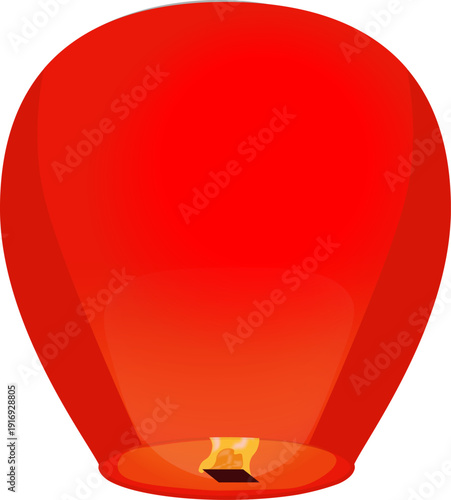 Red Sky Lantern Flying into the Night Sky at Lantern Festival