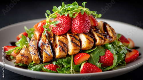 Grilled chicken strips on a...